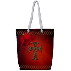 Wonderful Celtic Cross On Vintage Background Full Print Rope Handle Tote (small) by FantasyWorld7