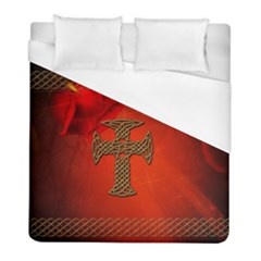 Wonderful Celtic Cross On Vintage Background Duvet Cover (full/ Double Size) by FantasyWorld7