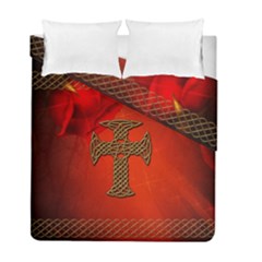 Wonderful Celtic Cross On Vintage Background Duvet Cover Double Side (full/ Double Size) by FantasyWorld7