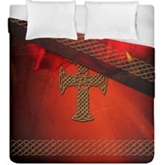 Wonderful Celtic Cross On Vintage Background Duvet Cover Double Side (king Size) by FantasyWorld7