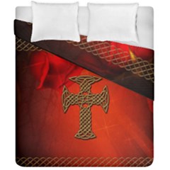 Wonderful Celtic Cross On Vintage Background Duvet Cover Double Side (california King Size) by FantasyWorld7