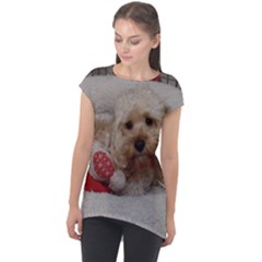 Cockapoo In Dog s Bed Cap Sleeve High Low Top by pauchesstore