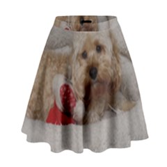 Cockapoo In Dog s Bed High Waist Skirt