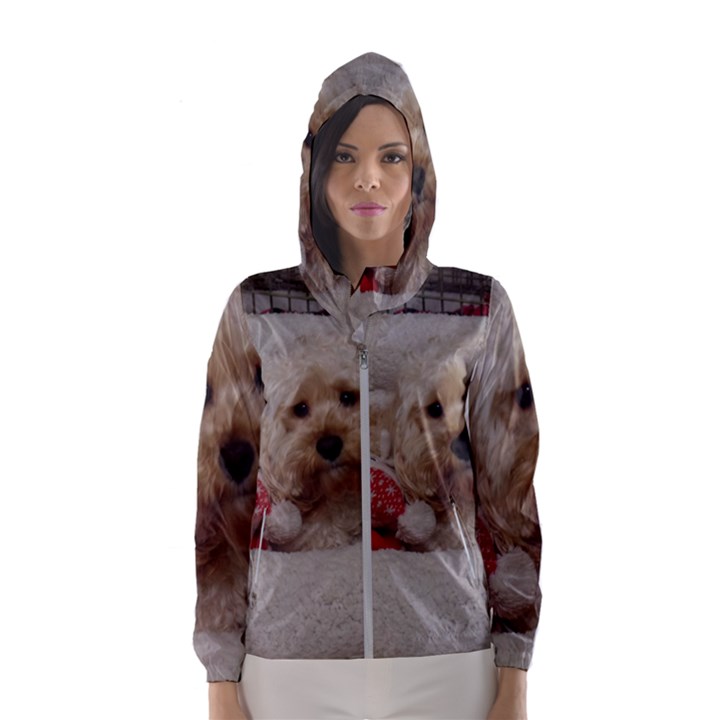 Cockapoo In Dog s Bed Hooded Windbreaker (Women)