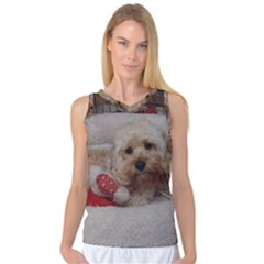 Cockapoo In Dog s Bed Women s Basketball Tank Top by pauchesstore