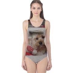 Cockapoo In Dog s Bed One Piece Swimsuit by pauchesstore