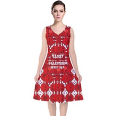 Happy Valentines Every Day V-neck Midi Sleeveless Dress  by pepitasart