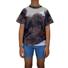 Laying In Dog Bed Kids  Short Sleeve Swimwear by pauchesstore