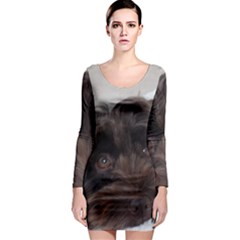 Laying In Dog Bed Long Sleeve Bodycon Dress by pauchesstore