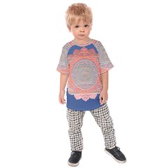 Boho Bliss Peach Metallic Mandala Kids  Raglan Tee