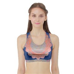 Boho Bliss Peach Metallic Mandala Sports Bra With Border by beautyskulls