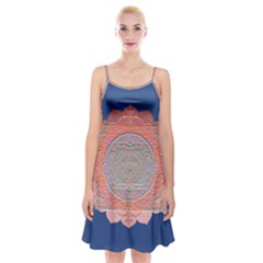 Boho Bliss Peach Metallic Mandala Spaghetti Strap Velvet Dress by beautyskulls