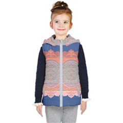 Boho Bliss Peach Metallic Mandala Kids  Hooded Puffer Vest by beautyskulls