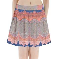 Boho Bliss Peach Metallic Mandala Pleated Mini Skirt