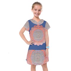 Boho Bliss Peach Metallic Mandala Kids  Drop Waist Dress by beautyskulls