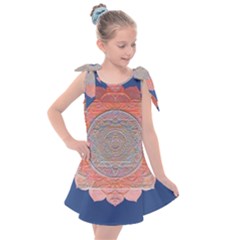 Boho Bliss Peach Metallic Mandala Kids  Tie Up Tunic Dress by beautyskulls