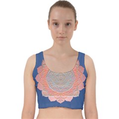 Boho Bliss Peach Metallic Mandala Velvet Racer Back Crop Top by beautyskulls