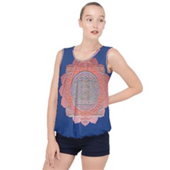 Boho Bliss Peach Metallic Mandala Bubble Hem Chiffon Tank Top by beautyskulls