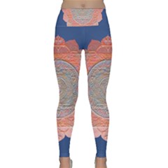 Boho Bliss Peach Metallic Mandala Lightweight Velour Classic Yoga Leggings by beautyskulls