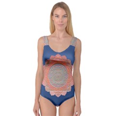 Boho Bliss Peach Metallic Mandala Princess Tank Leotard 