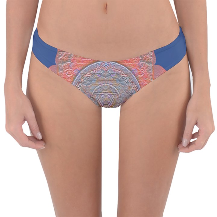 Boho Bliss Peach Metallic Mandala Reversible Hipster Bikini Bottoms