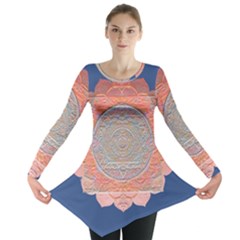 Boho Bliss Peach Metallic Mandala Long Sleeve Tunic  by beautyskulls