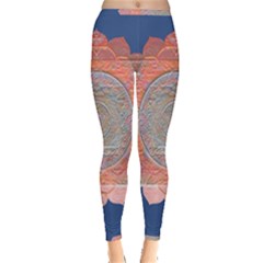 Boho Bliss Peach Metallic Mandala Inside Out Leggings by beautyskulls