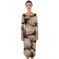 Shellfishs Photo Print Pattern Quarter Sleeve Midi Bodycon Dress by dflcprintsclothing