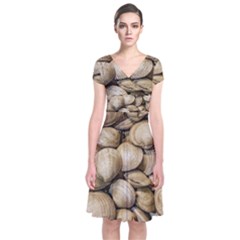 Shellfishs Photo Print Pattern Short Sleeve Front Wrap Dress by dflcprintsclothing