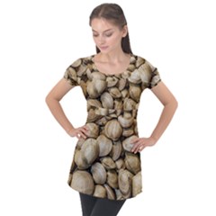 Shellfishs Photo Print Pattern Puff Sleeve Tunic Top by dflcprintsclothing