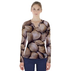 Shellfishs Photo Print Pattern V-neck Long Sleeve Top by dflcprintsclothing