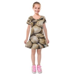 Shellfishs Photo Print Pattern Kids  Short Sleeve Velvet Dress by dflcprintsclothing