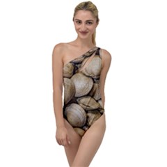 Shellfishs Photo Print Pattern To One Side Swimsuit