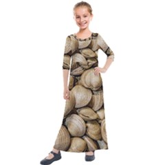 Shellfishs Photo Print Pattern Kids  Quarter Sleeve Maxi Dress by dflcprintsclothing