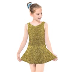 Gold Sparkles Kids  Skater Dress Swimsuit by retrotoomoderndesigns