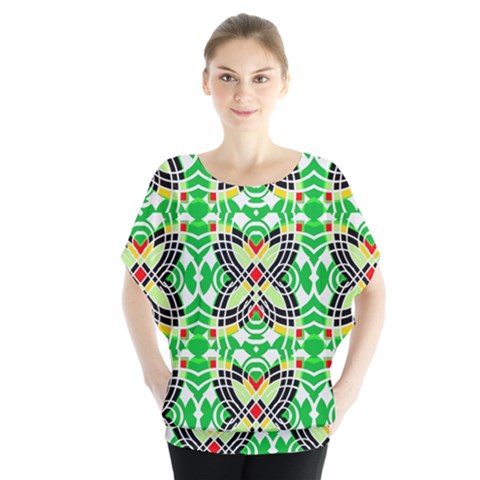 Modern Vintage Butterfly Geometric Batwing Chiffon Blouse by beautyskulls