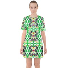 Modern Vintage Butterfly Geometric Sixties Short Sleeve Mini Dress