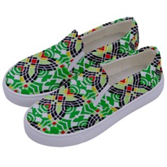 Modern Vintage Butterfly Geometric Kids  Canvas Slip Ons by beautyskulls