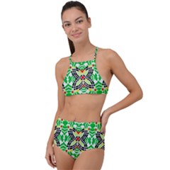 Modern Vintage Butterfly Geometric High Waist Tankini Set by beautyskulls