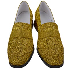 Gold Sparkles Women s Chunky Heel Loafers