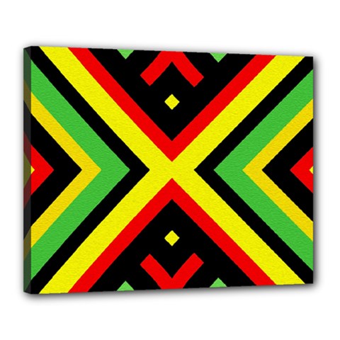 Reggae Vintage Geometric Vibrations Canvas 20  X 16  (stretched)