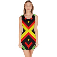 Reggae Vintage Geometric Vibrations Bodycon Dress by beautyskulls