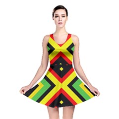 Reggae Vintage Geometric Vibrations Reversible Skater Dress by beautyskulls