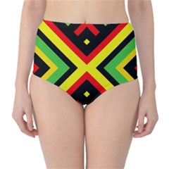 Reggae Vintage Geometric Vibrations Classic High-waist Bikini Bottoms by beautyskulls