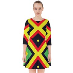 Reggae Vintage Geometric Vibrations Smock Dress by beautyskulls