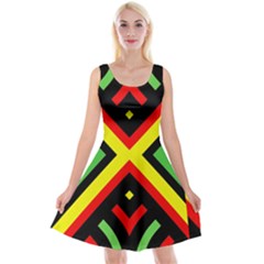 Reggae Vintage Geometric Vibrations Reversible Velvet Sleeveless Dress by beautyskulls