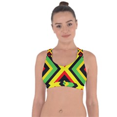 Reggae Vintage Geometric Vibrations Cross String Back Sports Bra by beautyskulls