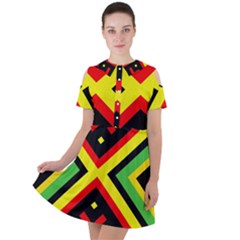 Reggae Vintage Geometric Vibrations Short Sleeve Shoulder Cut Out Dress  by beautyskulls