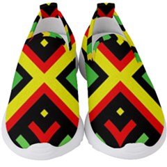 Reggae Vintage Geometric Vibrations Kids  Slip On Sneakers