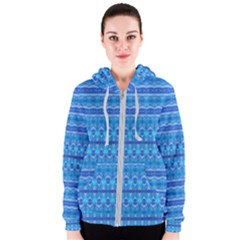 Stunning Luminous Blue Micropattern Magic Women s Zipper Hoodie by beautyskulls